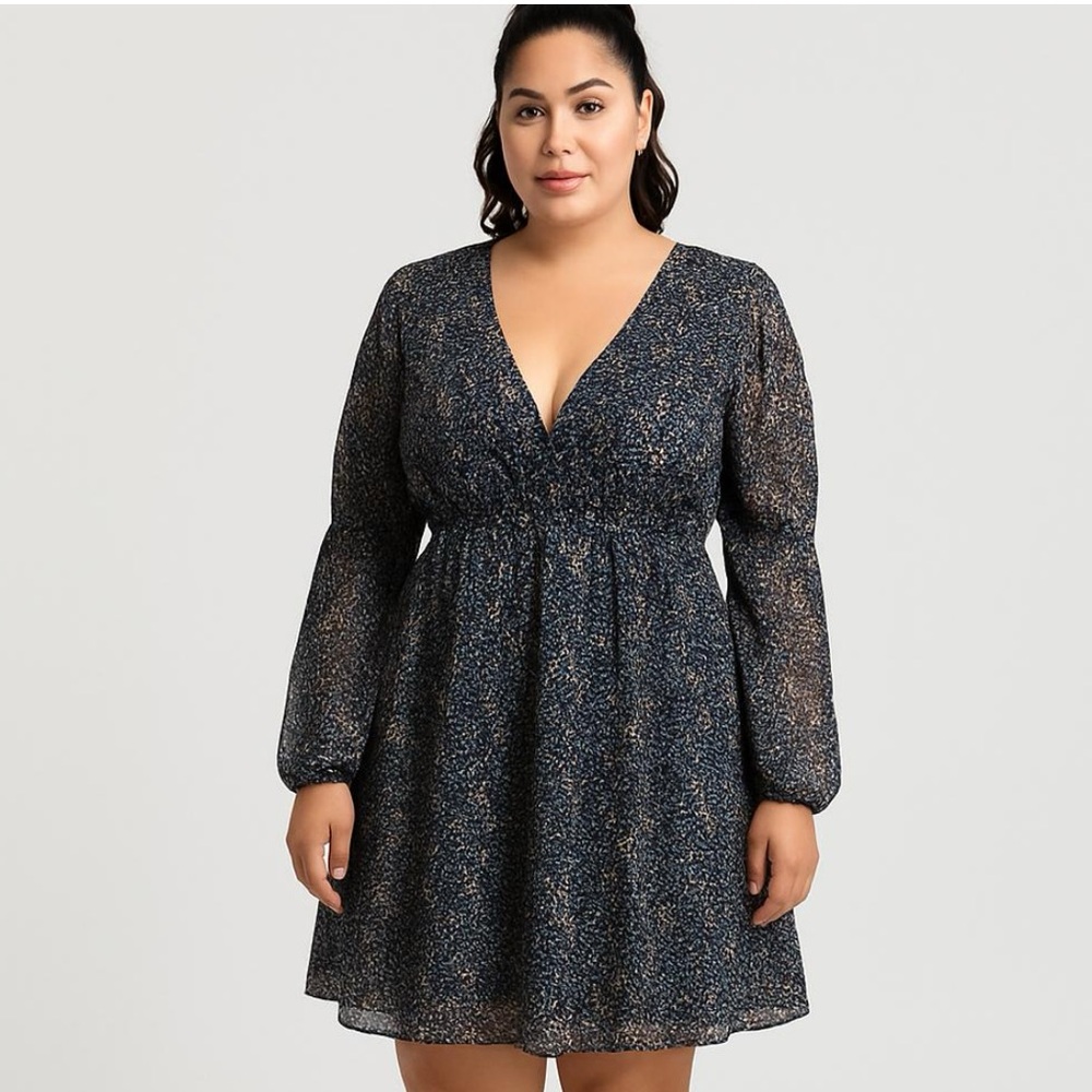 Large Lucca floral bell sleeve dress